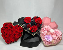 Load image into Gallery viewer, Black Diamond Heart Eternal Rose Gift Box - Calgary Gift Shop Preserved roses - calgarygiftshop valentines day gift calgary airdrie delivery birthday anniversary preserved forever eternal roses calgary gift shop