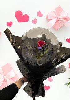 Valentine's Day Rose in a balloon Bouquet - calgarygiftshop